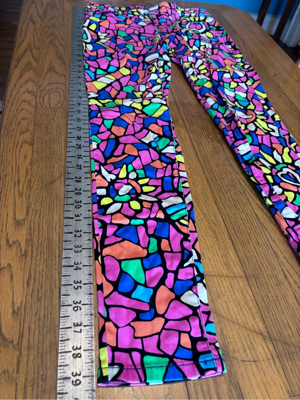 L'Amour Multicolor Mosaic Print Leggings - Pink, Blue, Green, Yellow